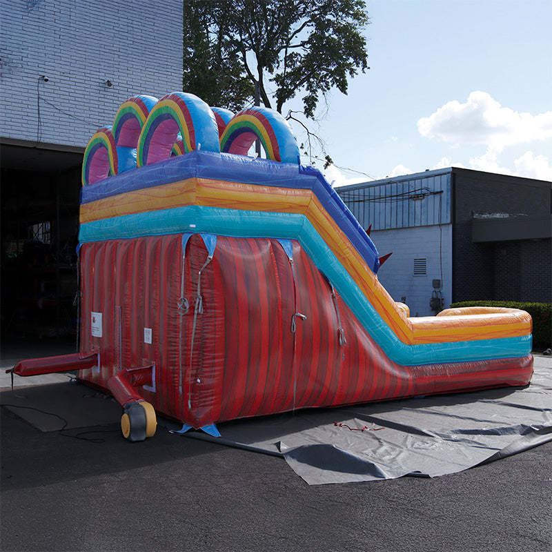 13'H Dual Lane Rainbow Water Slide with Deep Pool