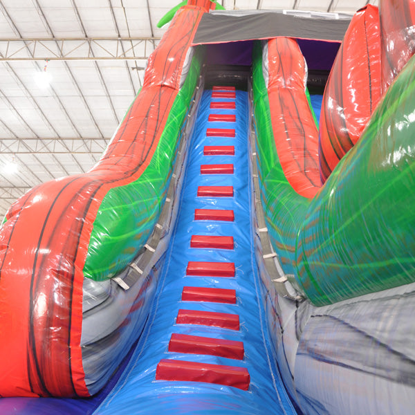 22'H 2-Lane Fire Screamer Slide w/ Slip n Splash