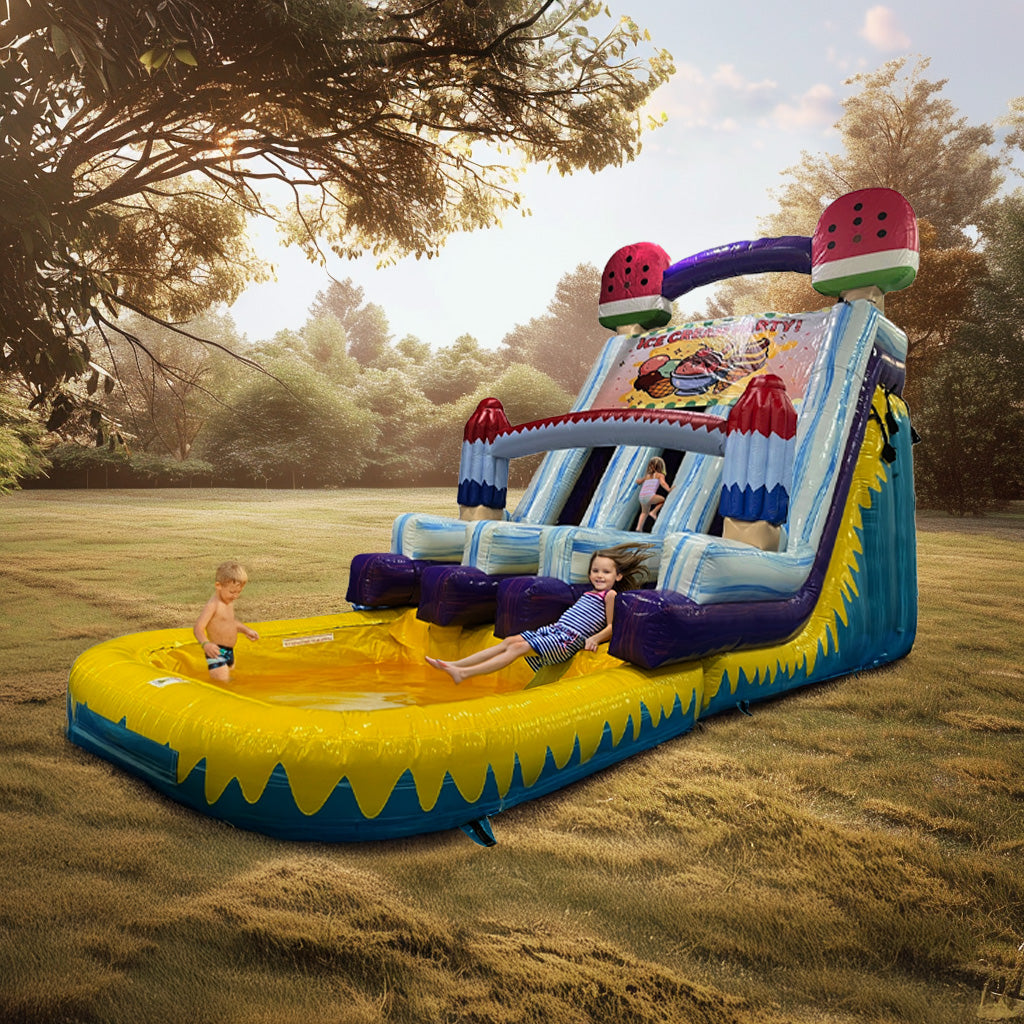 19'H Dual Lane Ice Cream Slide Wet n Dry