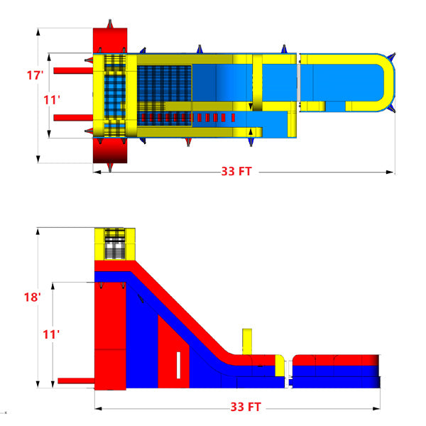 18'H Rainbow Screamer Slide w/ Slip n Splash
