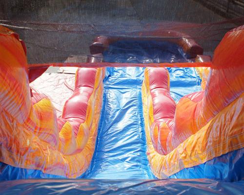 19'H 2-Lane Volcano Screamer Slide w/ Slip n Splash