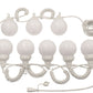 8-Globe Light Set - White Globes with White Curly String Cord