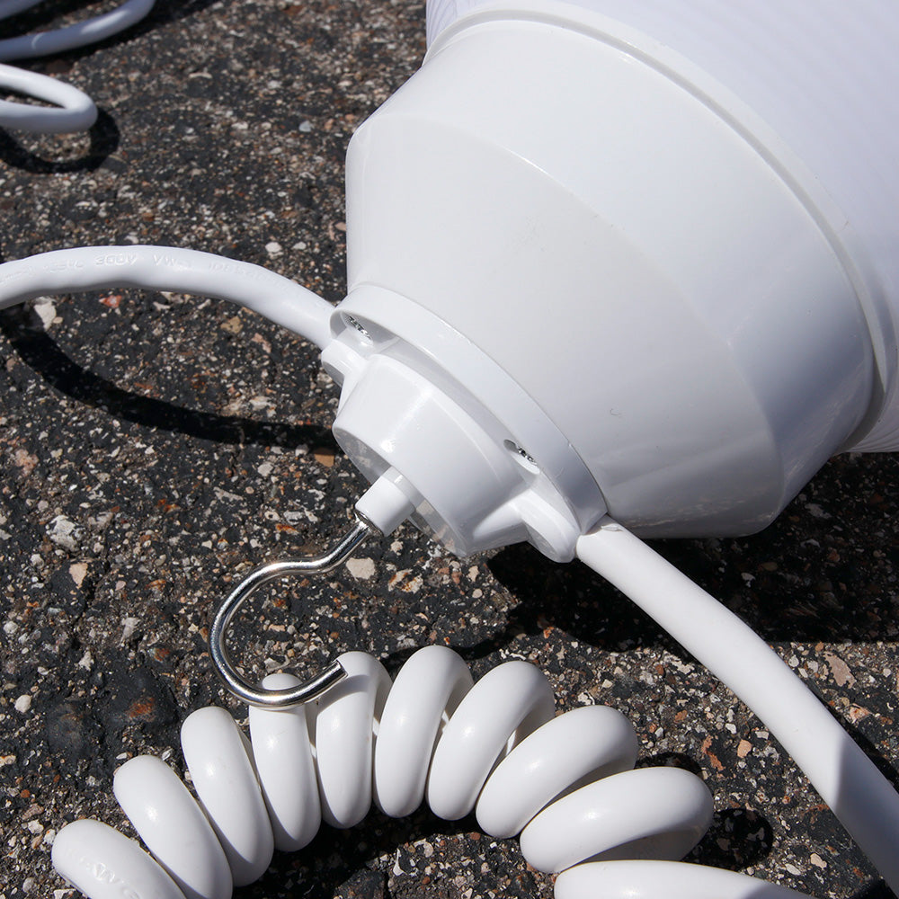 8-Globe Light Set - White Globes with White Curly String Cord