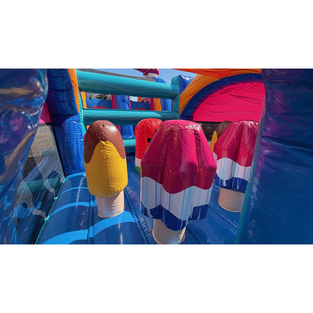 36'L Ice Cream Party Obstacle Course Wet n Dry