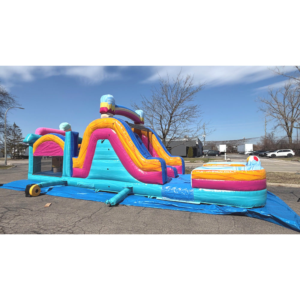 36'L Ice Cream Party Obstacle Course Wet n Dry