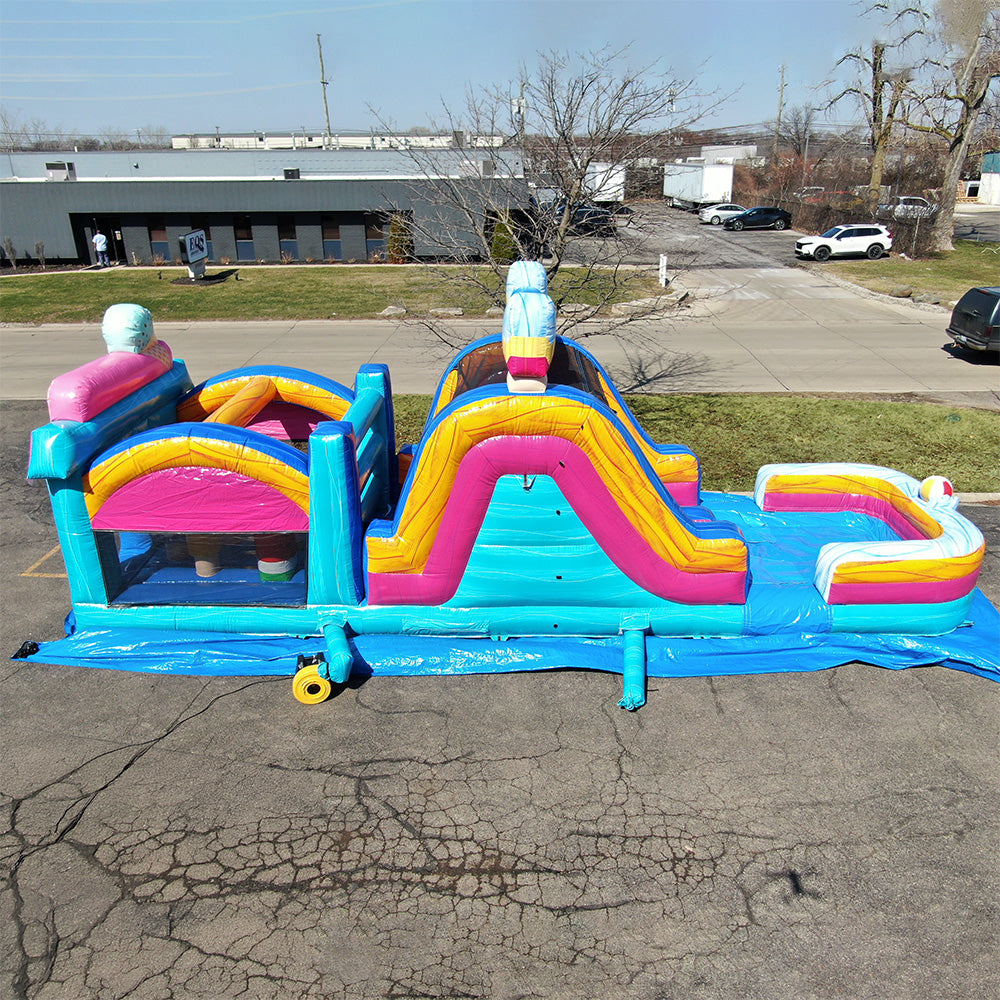 36'L Ice Cream Party Obstacle Course Wet n Dry
