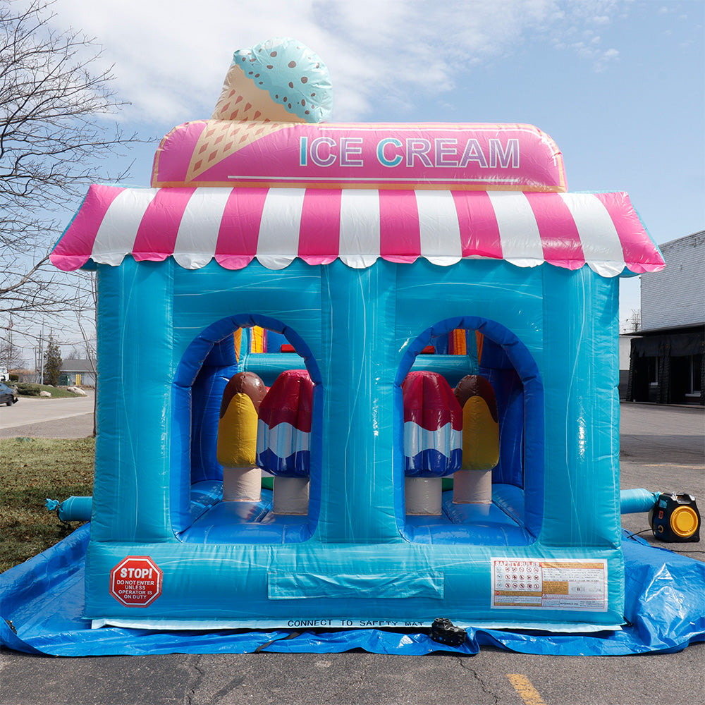36'L Ice Cream Party Obstacle Course Wet n Dry