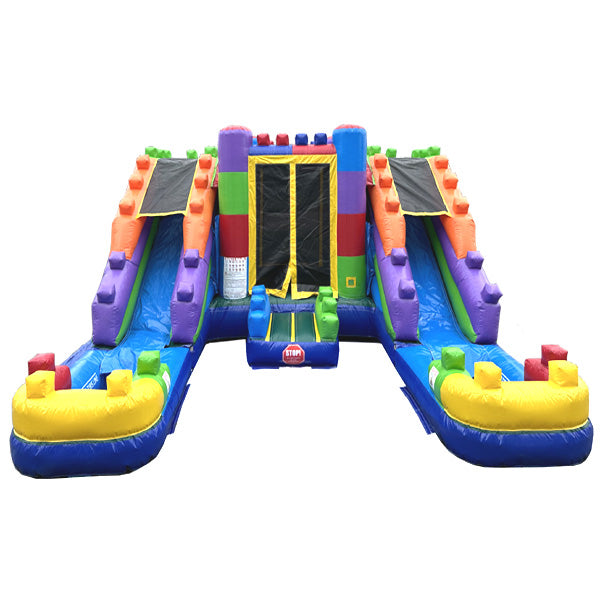 Dual Lane Dura-Lite Block Combo w Detachable Pool – Moonwalk USA