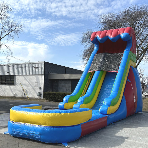 18'H Dura-Lite Rainbow Slide w Detachable Pool – Moonwalk USA