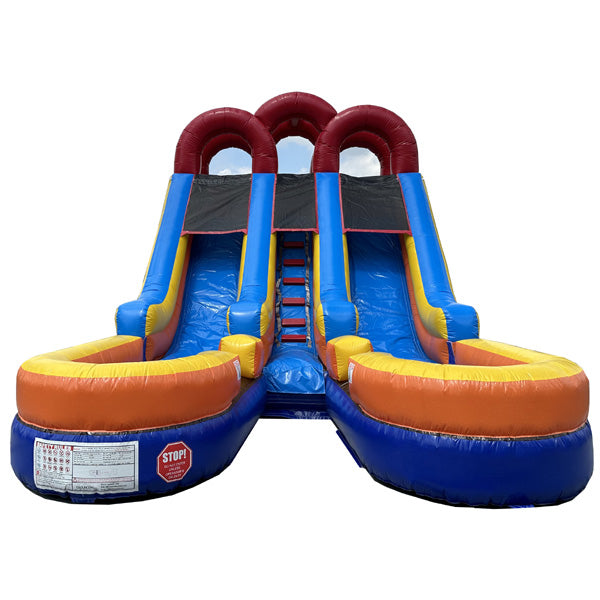 15'H Dual Lane Dura-Lite Fun Slide w Detachable Pool – Moonwalk USA