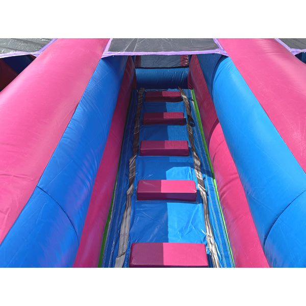 15'H Dual Lane Dura-Lite Pink Slide w Detachable Pool – Moonwalk USA
