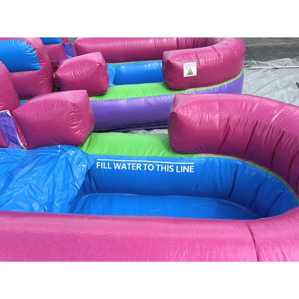 15'H Dual Lane Dura-Lite Pink Slide w Detachable Pool