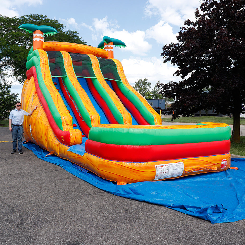18'H Dura-Lite Dual Lane Volcano Slide Wet n Dry