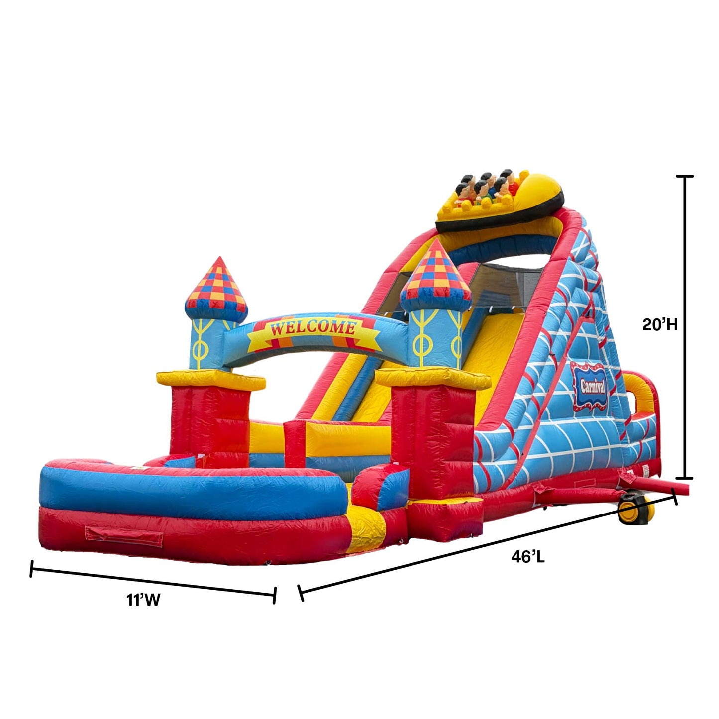 46'Lx20'H 2-Lane Carnival Slide Piece With Removable Pool
