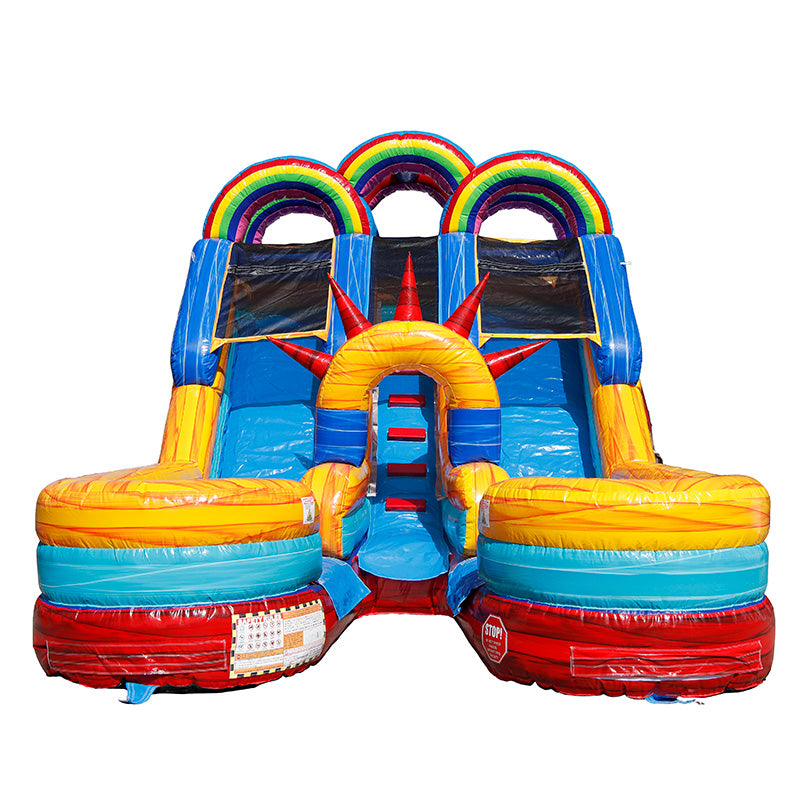 13'H Dual Lane Rainbow Water Slide with Deep Pool