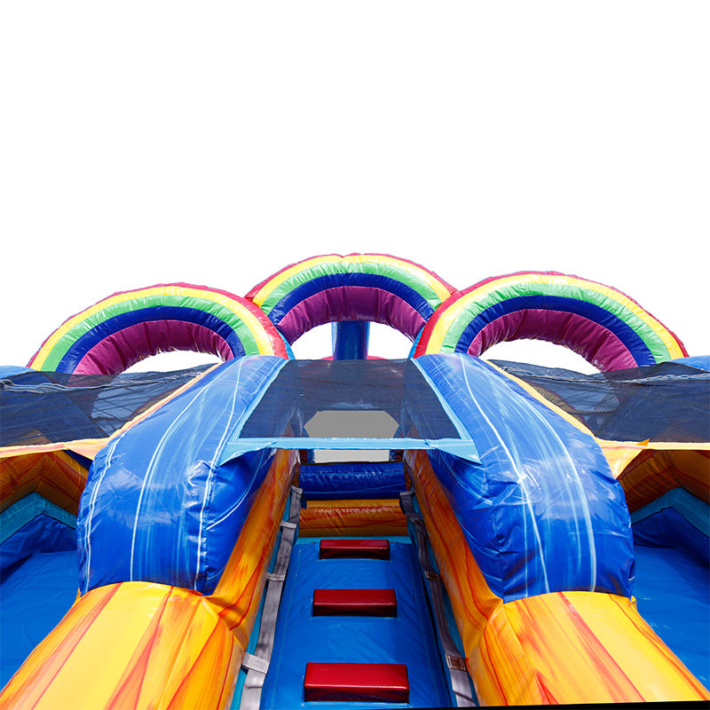 13'H Dual Lane Rainbow Water Slide with Deep Pool
