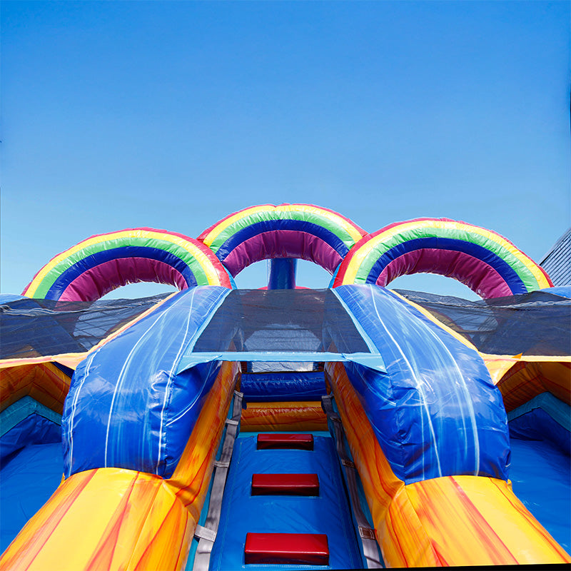 13'H Dual Lane Rainbow Water Slide with Deep Pool – Moonwalk USA