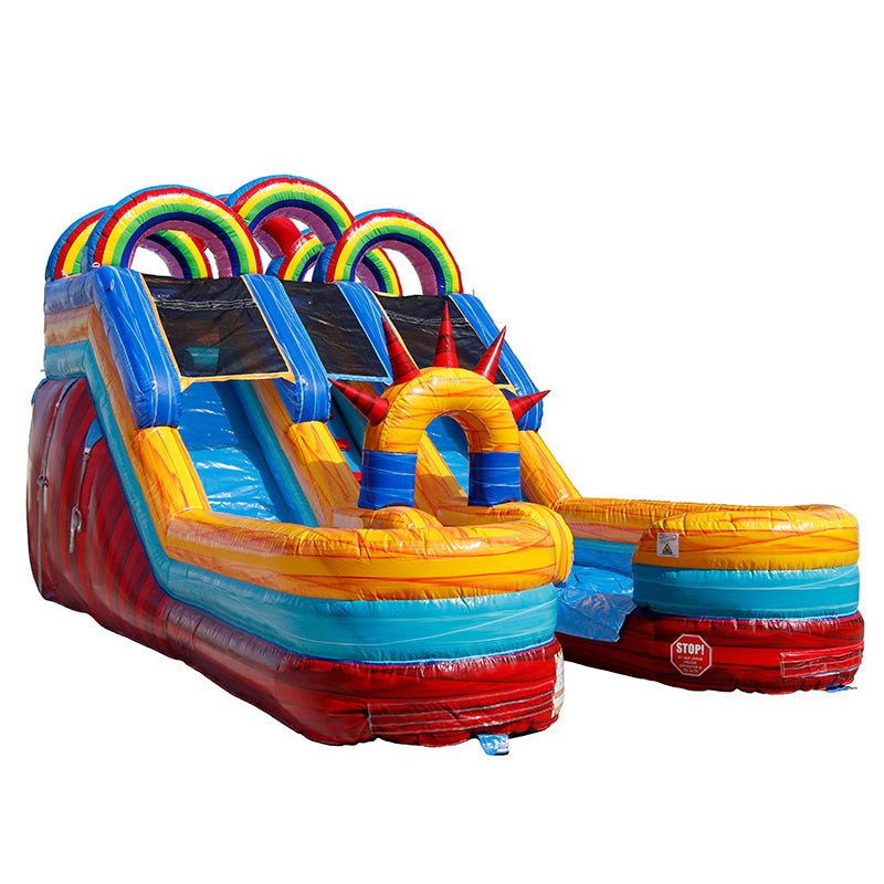 13'H Dual Lane Rainbow Water Slide with Deep Pool