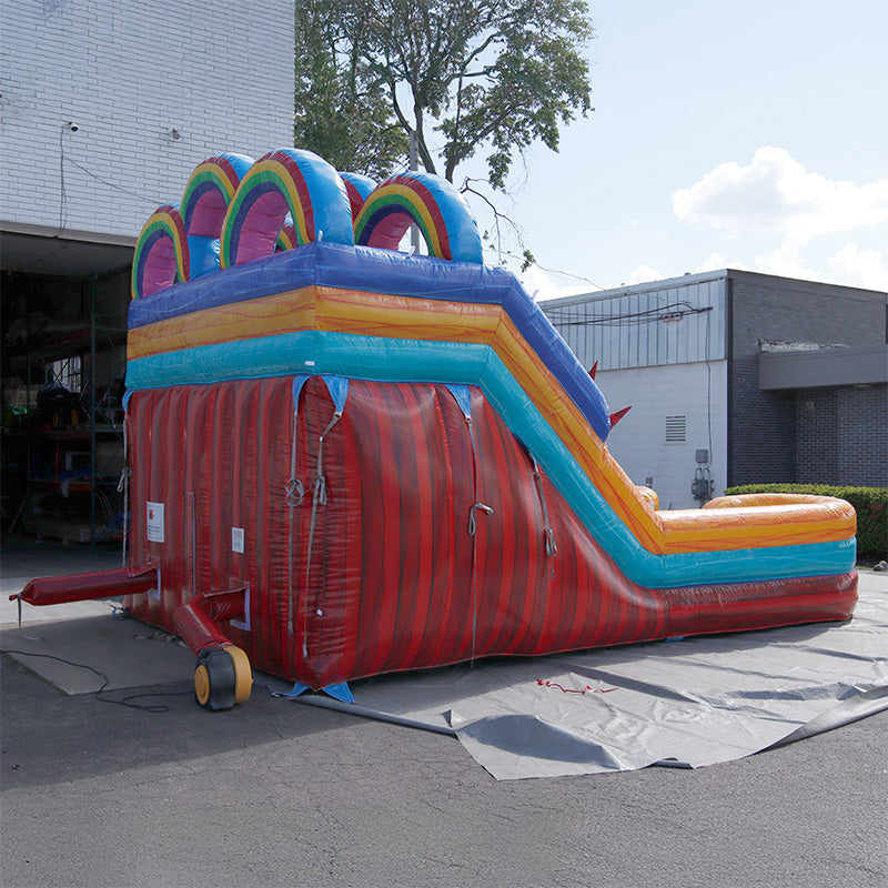 13'H Dual Lane Rainbow Water Slide with Deep Pool