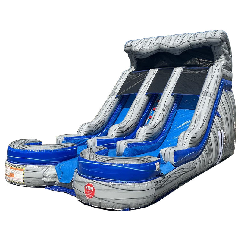 15'H Dual Lane Rocky Slide Wet n Dry – Moonwalk USA