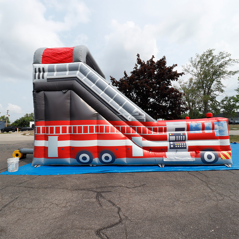 15'H Dual Lane Fire Truck Water Slide