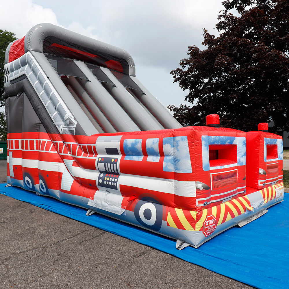 15'H Dual Lane Fire Truck Water Slide