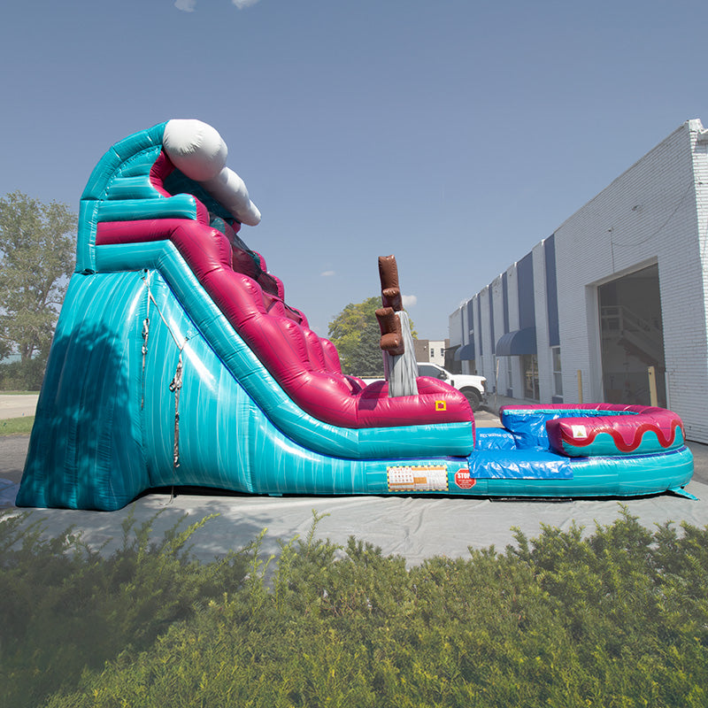 19'H Pink and Blue Wave Slide Wet n Dry