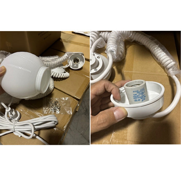 8-Globe Light Set - White Globes with White Curly String Cord ...