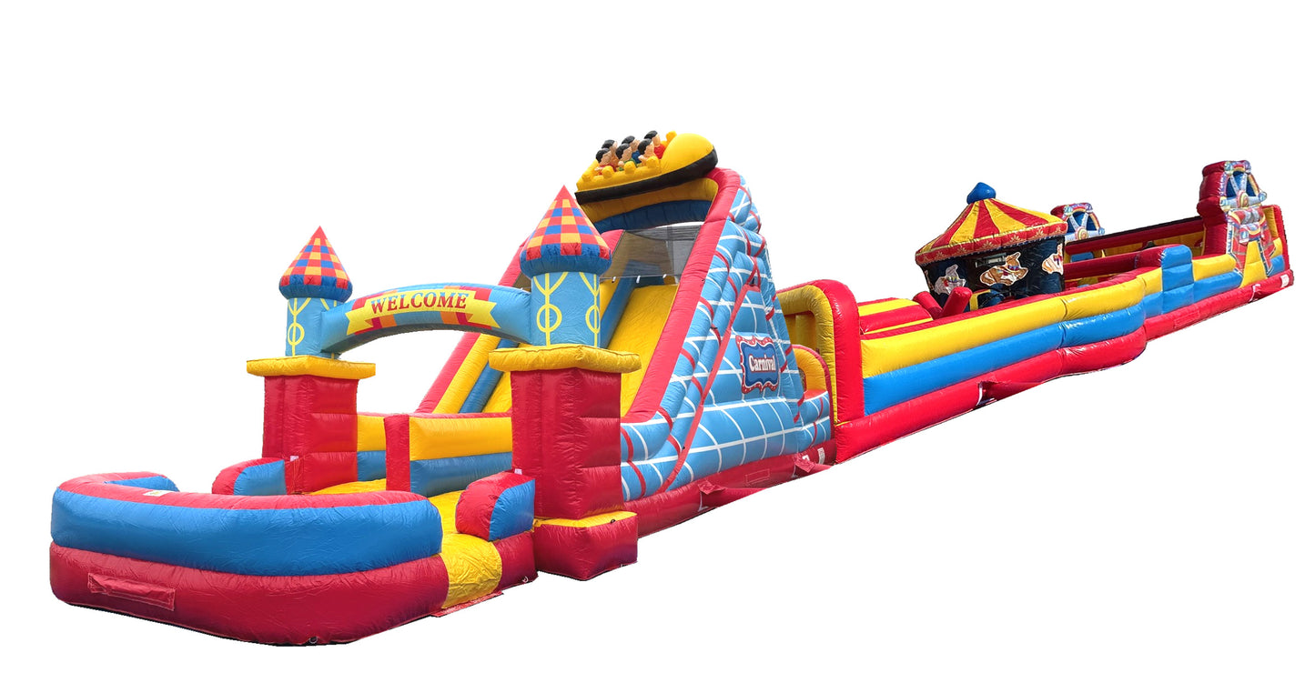 89'L Carnival Obstacle Course with Removable Pool (Free Blower)