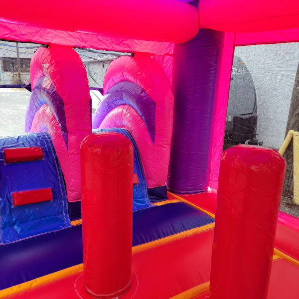 2-Lane Pink Castle Combo w/ Pool – Moonwalk USA